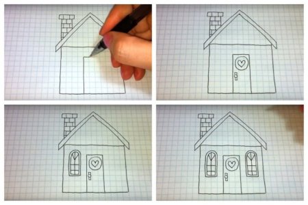 Домик простым карандашом