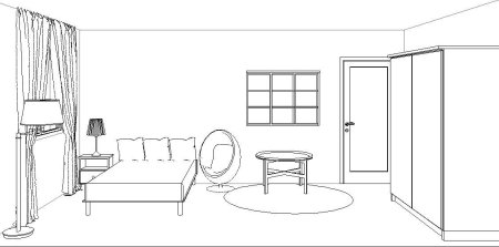 Рисование интерьера комнаты