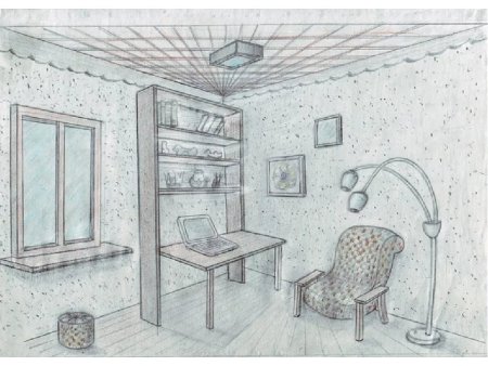 Рисунок комнаты карандашом