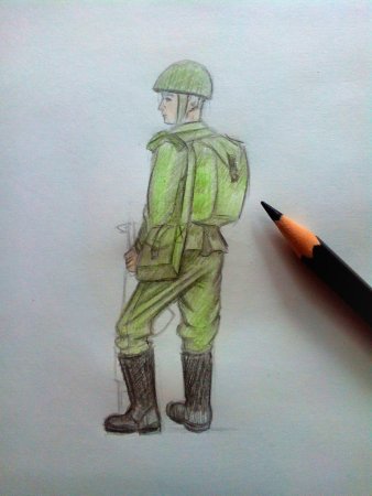 Солдат сбоку рисунок