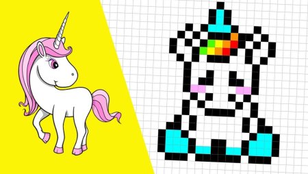 Рисование по клеточкам Единорог