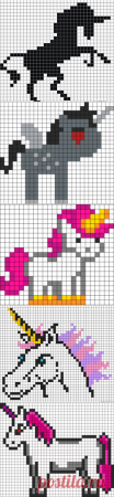 Рисование по клеточкам Единорожки