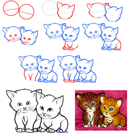 Котёнок рисунок лёгкий