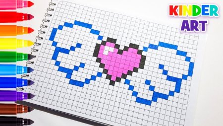 Кавайные рисунки по клеточкам