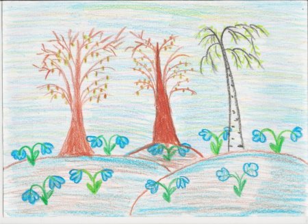 Весна детский карандаш