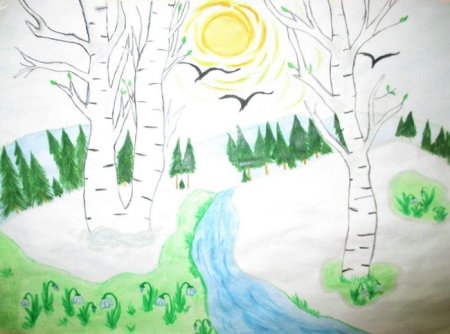 Рисование весенний лес