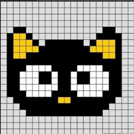 Рисунок по клеточкам котик лёгкий