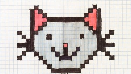 Рисунки по клеточкам котята