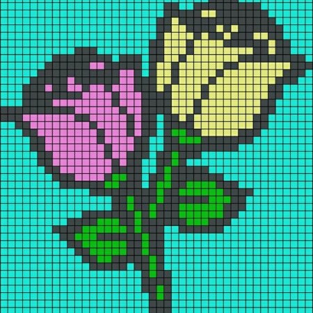 Рисунки в клеточку цветы