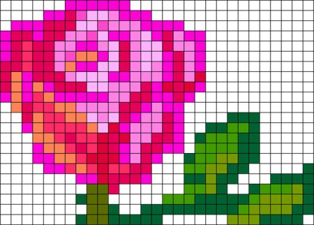 Рисование по клеточкам роза