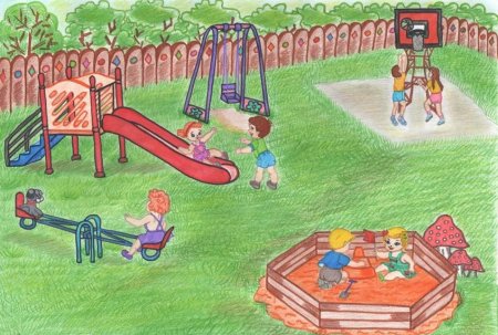 Детская площадка раскраска для детей