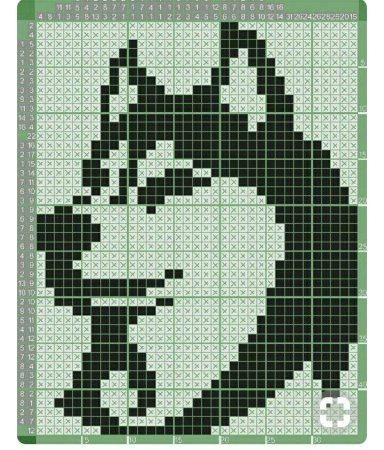 Жаккард морда волка для вязания