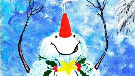 Правополушарное рисование Снеговик