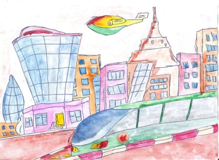 Город будущего рисунок