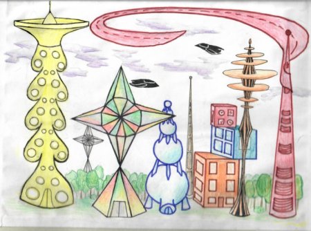 Рисование город будущего