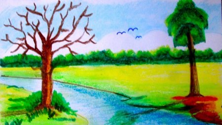 Рисунок природы красками для детей