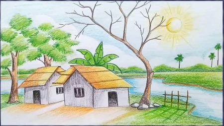 Пейзаж для срисовки легко