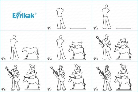 Бременские музыканты нарисовать поэтапно