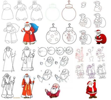 Детские новогодние рисунки