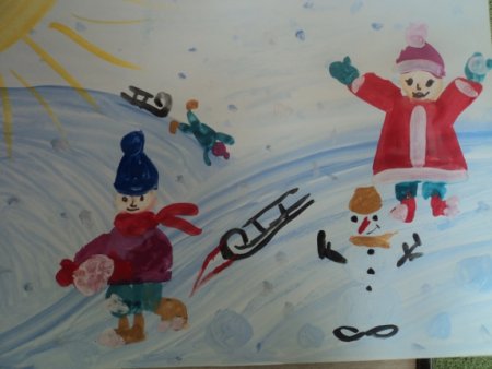 Зимние забавы рисование в детском саду