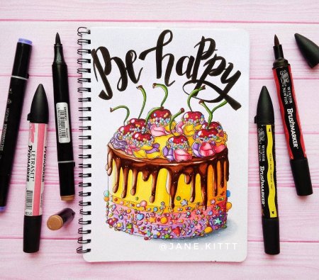 Рисунки маркерами тортик