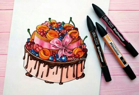 Скетчинг маркерами тортики