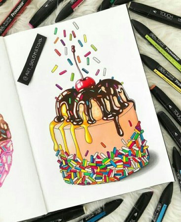 Открытка с др скетч маркерами