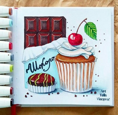 Торт рисунок маркерами