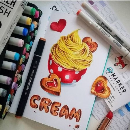 Тортик скетч маркерами