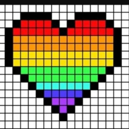 Сердце по клеточкам в тетради