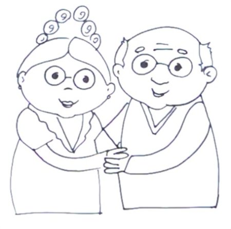 Раскраска дедушка и бабушка вместе