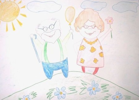 Бабушка и дедушка рисунок для детей