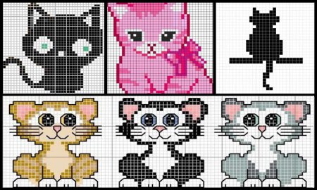Рисунки по клеточкам котики