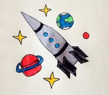 Рисунок на день космонавтики легкий