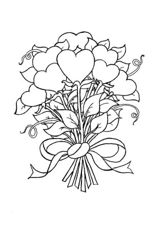 Сердечко с цветами раскраска