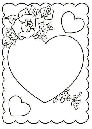Открытка сердечко раскраска