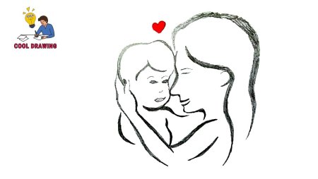 Рисунок на день матери одной линией