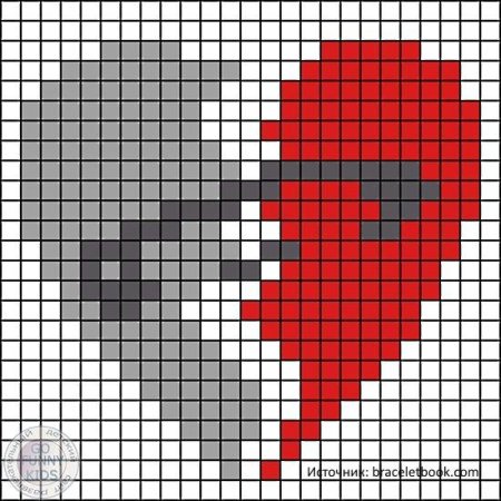 Сердце по клеточкам в тетради