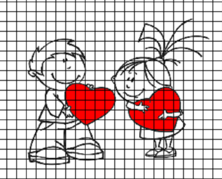 Рисунки в клетку легкие любовные