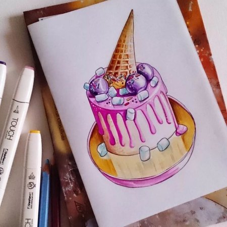 Сладости маркерами для скетчбука