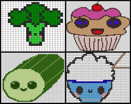 Рисунки по клеточкам еда