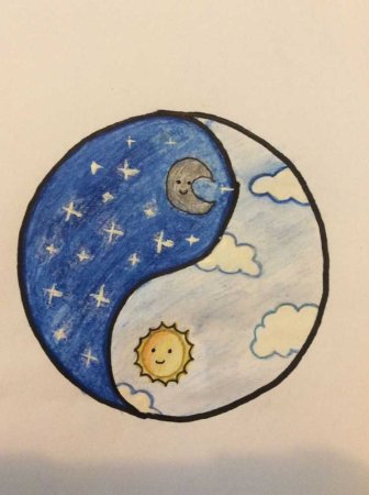 Ночь рисунок карандашом цветной