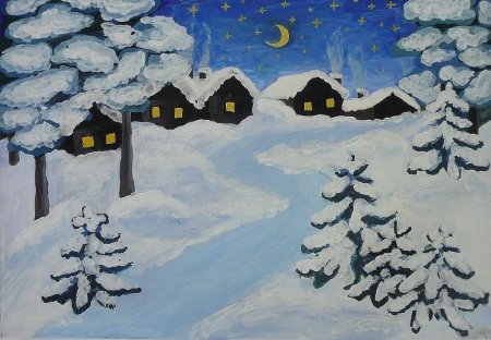 Зимний лес карандашом