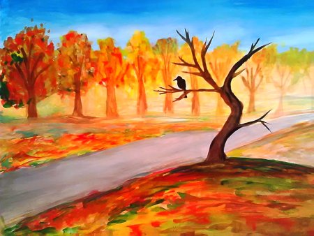 Осенний пейзаж карандашом