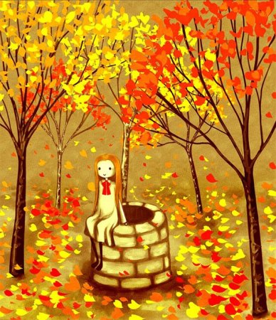 Осенний пейзаж гуашью