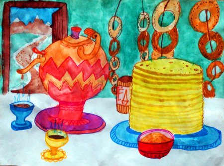 Масленица рисунок карандашом