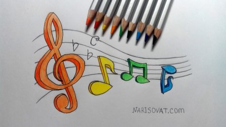 Рисунок ноток карандашом