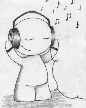 Нарисованный человечек в наушниках