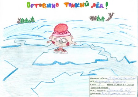 Рисунок на тему безопасность на льду