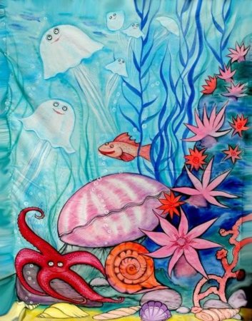 «Подводное царство» (граттаж + восковые мелки)